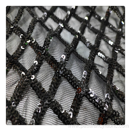 embroidered mesh material sequin black diamond embroidered sequin mesh fabric embroidery on spandex